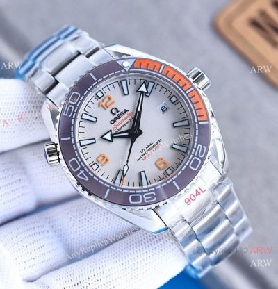 Swiss Quality Omega Planet Ocean 600m Citizen watch Gray and Orange Bezel Steel